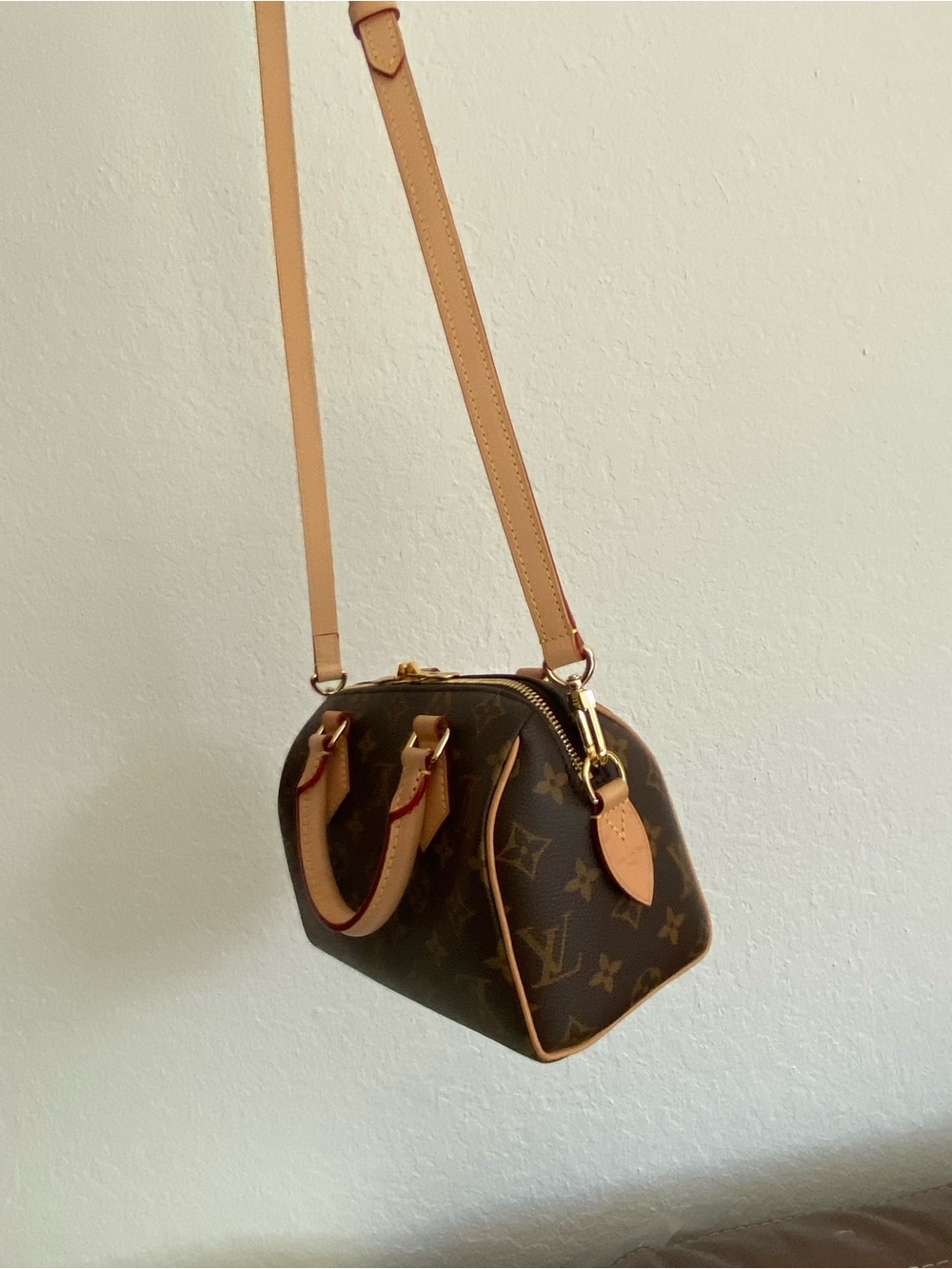 Louis Vuitton Speedy 20 Monogram Canvas Crossbody Bag Vachetta Strap Insert Box - Picture 14 of 16